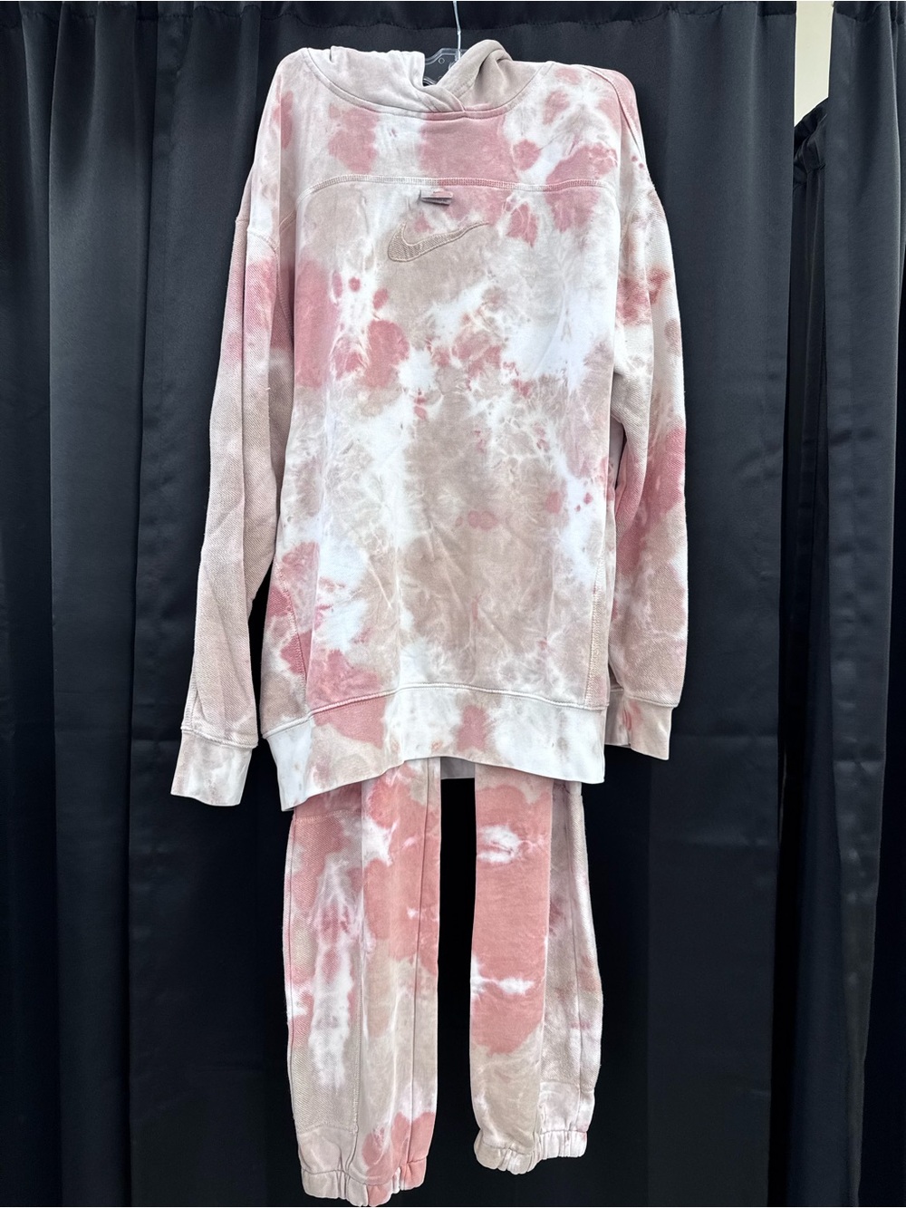 Nike Pink & White Tie-Dye Pullover Hoodie and sweat set